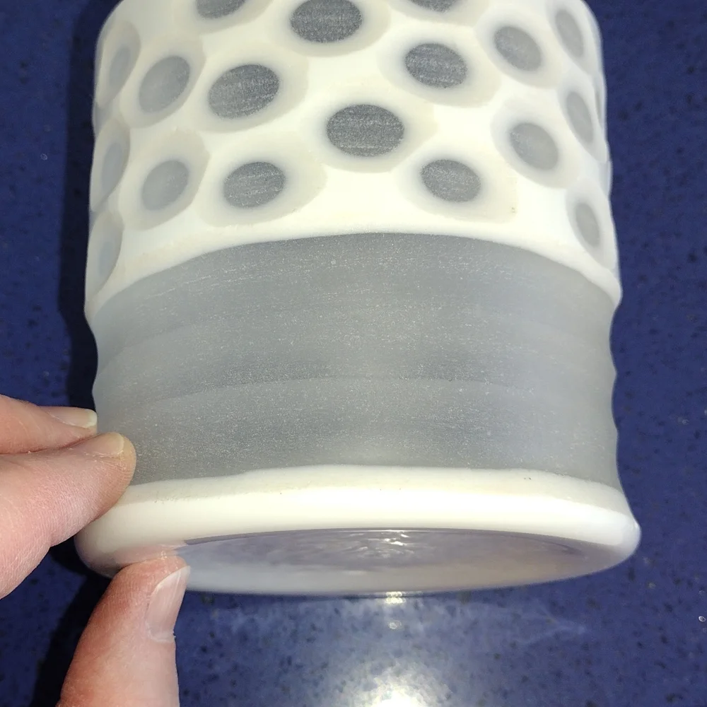 Lambert White Glass Acid Etched Candle Holder